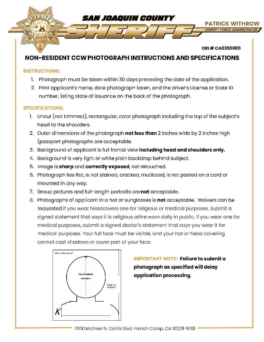 CCW Photograph Instructions (Non Residents)